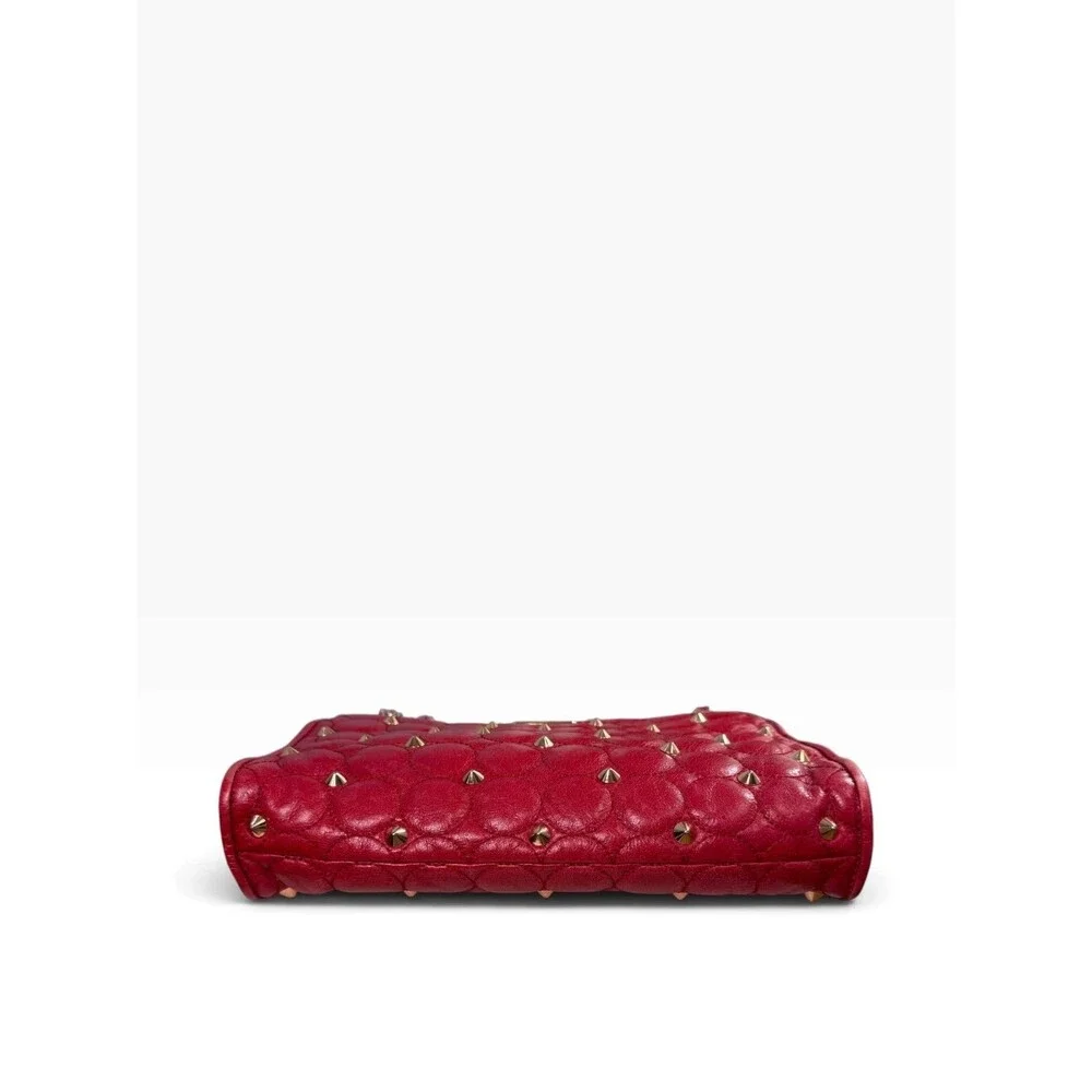 Rebecca Minkoff Studded Quilted Affair Bag Cherry Red Leather Chain Strap $395